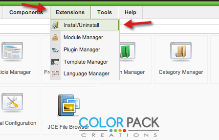 Select Extensions > Install/Uninstall